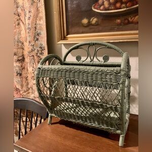 Sage Green Wicker 14” tall x 13” wide x x 7” deep x Storage Basket